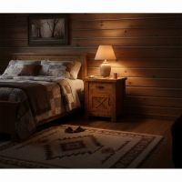 Bedroom Nightstand: Some lifestyle images are created with AI for visualization purposes. Crafted from natural solid wood, each piece is unique and will vary.