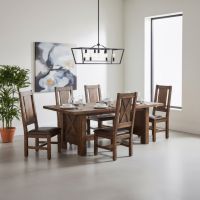 Rustic Dining Chair: Some lifestyle images are created with AI for visualization purposes. Crafted from natural solid wood, each piece is unique and will vary.