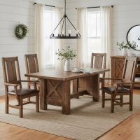 Rustic Dining Chair: Some lifestyle images are created with AI for visualization purposes. Crafted from natural solid wood, each piece is unique and will vary.
