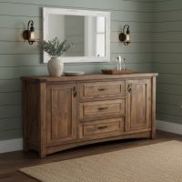 Rough Sawn Sideboard: Some lifestyle images are created with AI for visualization purposes. Crafted from natural solid wood, each piece is unique and will vary.
