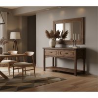 Rustic Sideboard: Some lifestyle images are created with AI for visualization purposes. Crafted from natural solid wood, each piece is unique and will vary.
