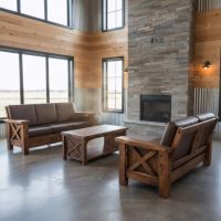 Weathered Wood Coffee Table: Some lifestyle images are created with AI for visualization purposes. Crafted from natural solid wood, each piece is unique and will vary.