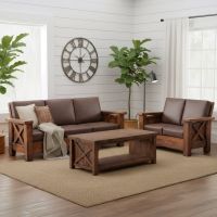 Barnwood Coffee Table: Some lifestyle images are created with AI for visualization purposes. Crafted from natural solid wood, each piece is unique and will vary.