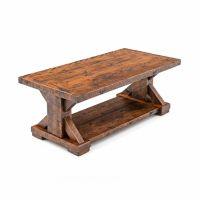 Western Winds Weathered Wood Trestle Coffee Table - Antique Barnwood Finish