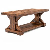 Western Winds Weathered Wood Trestle Coffee Table shown in Antique Barnwood Finish