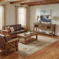 Rustic Modern Console Table: Some lifestyle images are created with AI for visualization purposes. Crafted from natural solid wood, each piece is unique and will vary.