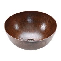 15" Medium Round Oil Rubbed Bronze Hammered Copper Vessel Sink