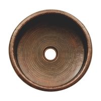 15" Round Oil Rubbed Bronze Hammered Copper Bar Vessel Tub Sink - 2" Drain