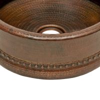 15" Round Oil Rubbed Bronze Hammered Copper Bar Vessel Tub Sink - 2" Drain