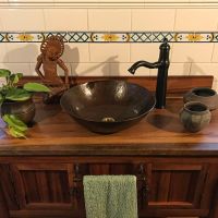 15" Round Wired Rim Oil Rubbed Bronze Hammered Copper Vessel Sink