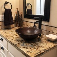 15" Round Wired Rim Oil Rubbed Bronze Hammered Copper Vessel Sink