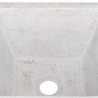 15" Square Glazed White Hammered Copper Bar & Prep Sink - 2" Drain
