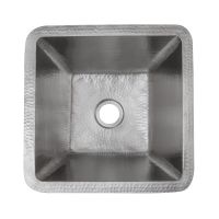 15" Square Nickel Hammered Copper Bar & Prep Sink - 2" Drain
