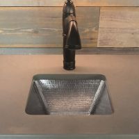15" Square Nickel Hammered Copper Bar & Prep Sink - 3.5" Drain