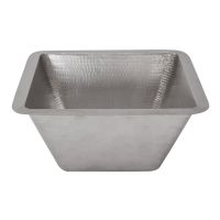 15" Square Nickel Hammered Copper Bar & Prep Sink - 3.5" Drain