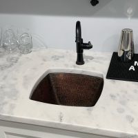 15" Square Oil Rubbed Bronze Hammered Copper Bar & Prep Sink - 2" Drain