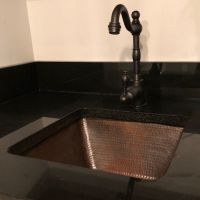 15" Square Oil Rubbed Bronze Hammered Copper Bar & Prep Sink - 3.5" Drain