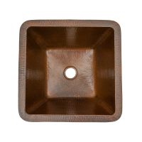 15" Square Oil Rubbed Bronze Hammered Copper Bathroom Sink