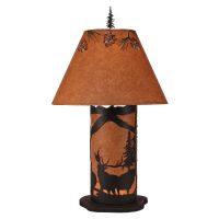Rustic Kodiak Elk Night Light Table Lamp - Small