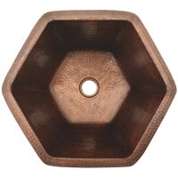 15.5" Hexagon Oil Rubbed Bronze Hammered Copper Bathroom Sink