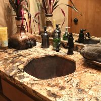 15.5" Hexagon Oil Rubbed Bronze Hammered Copper Bathroom Sink