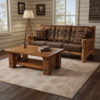 Barn Wood Coffee Table: Some lifestyle images are created with AI for visualization purposes. Crafted from natural solid wood, each piece is unique and will vary.