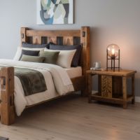 Rustic Barn Wood Nightstand: Some lifestyle images are created with AI for visualization purposes. Crafted from natural solid wood, each piece is unique and will vary.