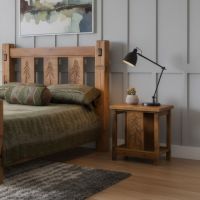 Barn Wood Nightstand: Some lifestyle images are created with AI for visualization purposes. Crafted from natural solid wood, each piece is unique and will vary.