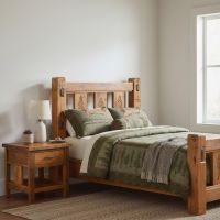 Barn Wood Nightstand: Some lifestyle images are created with AI for visualization purposes. Crafted from natural solid wood, each piece is unique and will vary.