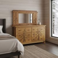 Dresser Mirror: Some lifestyle images are created with AI for visualization purposes. Crafted from natural solid wood, each piece is unique and will vary.