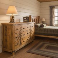 Rustic Dresser: Some lifestyle images are created with AI for visualization purposes. Crafted from natural solid wood, each piece is unique and will vary.