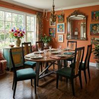 Contemporary Dining Table: Some lifestyle images are created with AI for visualization purposes. Crafted from natural solid wood, each piece is unique and will vary.
