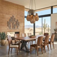 Trestle Dining Table: Some lifestyle images are created with AI for visualization purposes. Crafted from natural solid wood, each piece is unique and will vary.