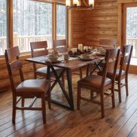 Rustic Dining Table: Some lifestyle images are created with AI for visualization purposes. Crafted from natural solid wood, each piece is unique and will vary.