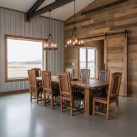 Barn Wood Dining Chair: Some lifestyle images are created with AI for visualization purposes. Crafted from natural solid wood, each piece is unique and will vary.