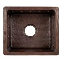 16" Gourmet Rectangular Barrel Strap Oil Rubbed Bronze Hammered Copper Bar & Prep Sink - 3.5" Drain
