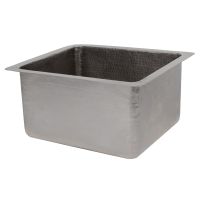 16" Gourmet Rectangular Nickel Hammered Copper Bar & Prep Sink - 3.5" Drain