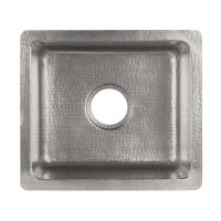 16" Gourmet Rectangular Nickel Hammered Copper Bar & Prep Sink - 3.5" Drain