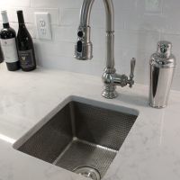 16" Gourmet Rectangular Nickel Hammered Copper Bar & Prep Sink - 3.5" Drain