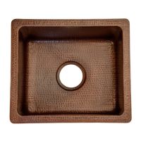 16" Gourmet Rectangular Oil Rubbed Bronze Hammered Copper Bar & Prep Sink - 3.5" Drain
