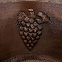 16" Round Grapevine Oil Rubbed Bronze Hammered Copper Bar & Prep Sink - 2" Drain