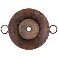 16" Round Miner's Pan Oil Rubbed Bronze Hammered Copper Vessel Sink