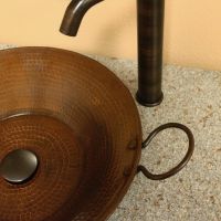 16" Round Miner's Pan Oil Rubbed Bronze Hammered Copper Vessel Sink