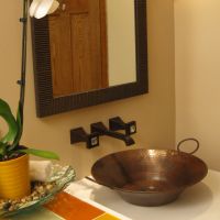 16" Round Miner's Pan Oil Rubbed Bronze Hammered Copper Vessel Sink