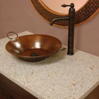 16" Round Miner's Pan Oil Rubbed Bronze Hammered Copper Vessel Sink