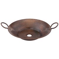 16" Round Miner's Pan Oil Rubbed Bronze Hammered Copper Vessel Sink