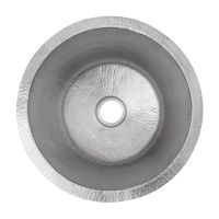 16" Round Nickel Hammered Copper Bar & Prep Sink - 2" Drain