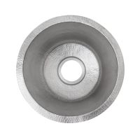 16" Round Nickel Hammered Copper Bar & Prep Sink - 3.5" Drain