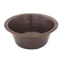16" Round Oil Rubbed Bronze Hammered Copper Bar & Prep Sink - 2" Drain