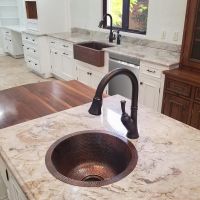 16" Round Oil Rubbed Bronze Hammered Copper Bar & Prep Sink - 3.5" Drain